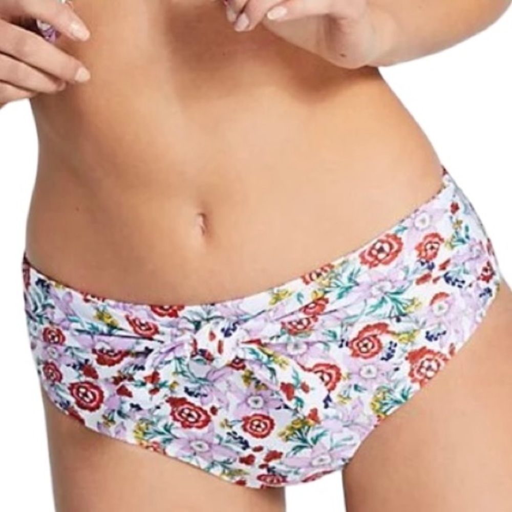 Anthropologie Tie Front Bikini Bottom Size Medium Hipster Floral Cheeky Swim